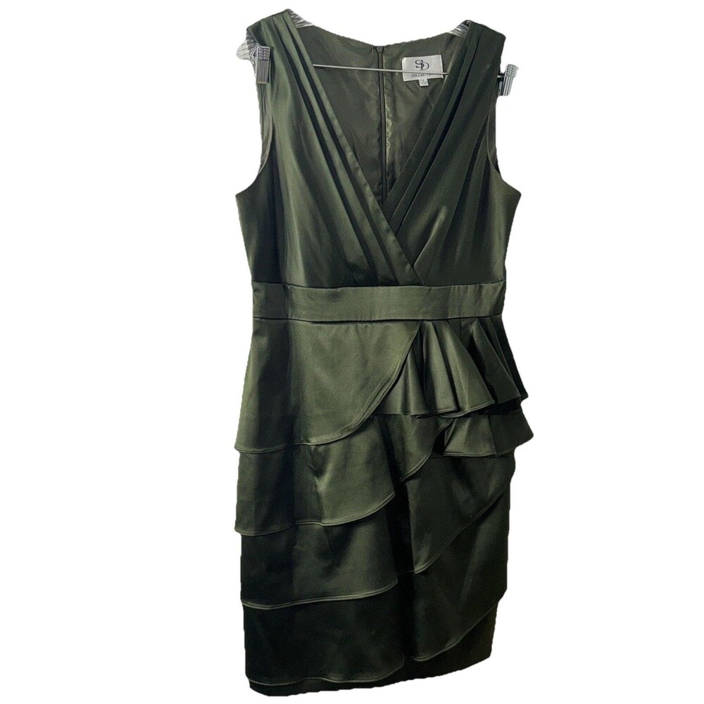 SD Collection Sz 12 Sage Green Satin Multi Layer Dress